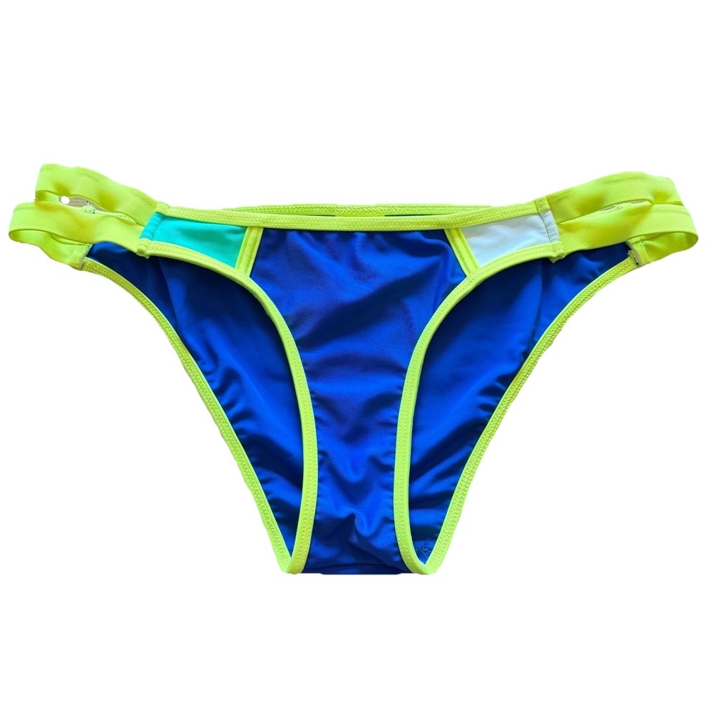 Body Glove Women's Bikini Bottom‎ Blue Neon Yellow Colorblock XS 39406133